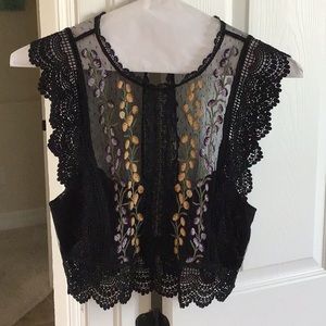 Intimately Free People Bisoux dotted mesh crop, black, size L
